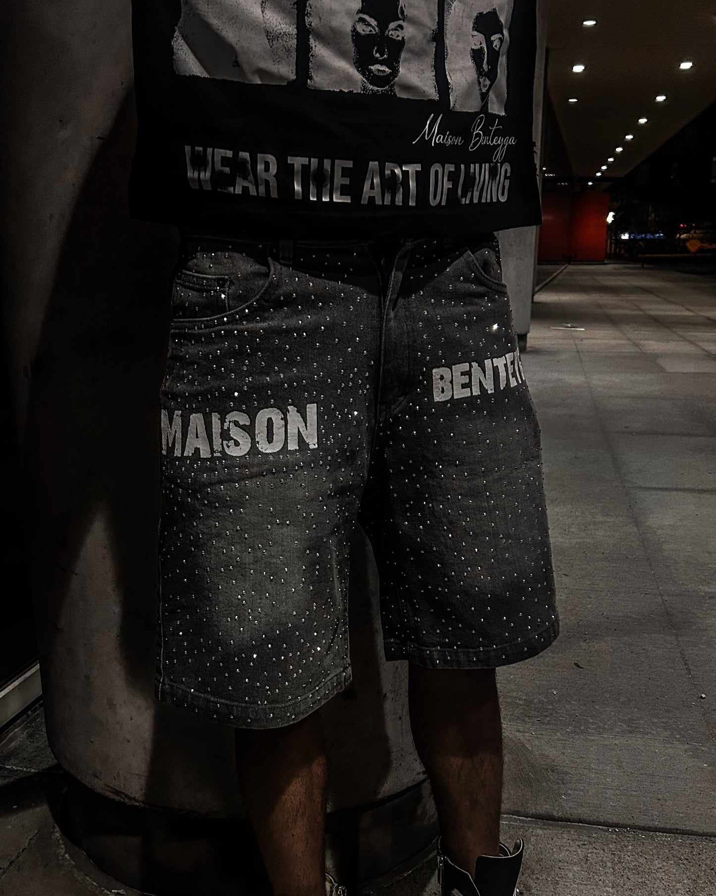 MAISON BENTEYGA RHINESTONE "VICE JORTS"