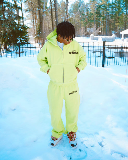 MAISON BENTEYGA "HI-VIS"LIME GREEN ZIP-UP
