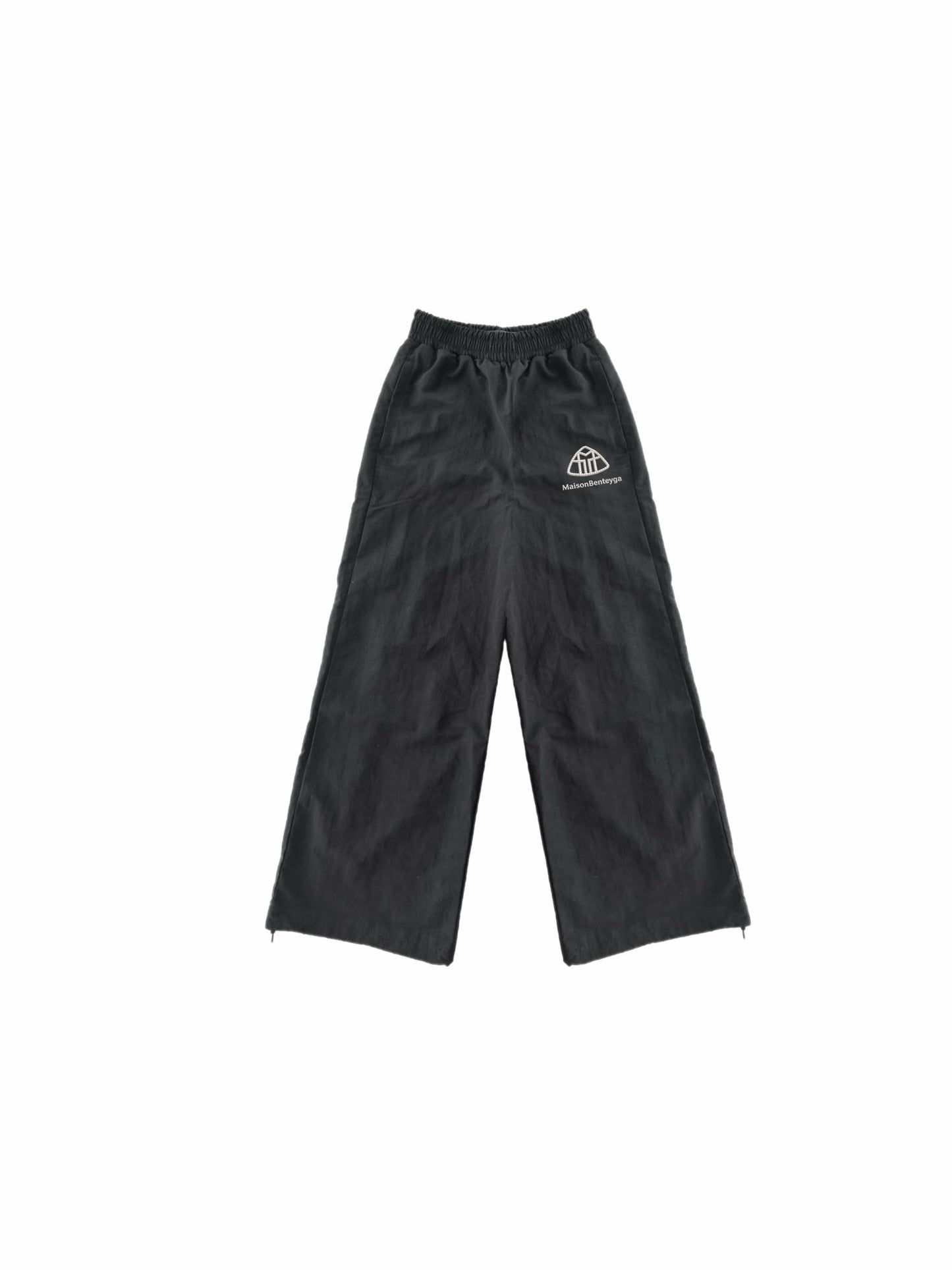 Wide-Leg Windbreaker Pants – Black