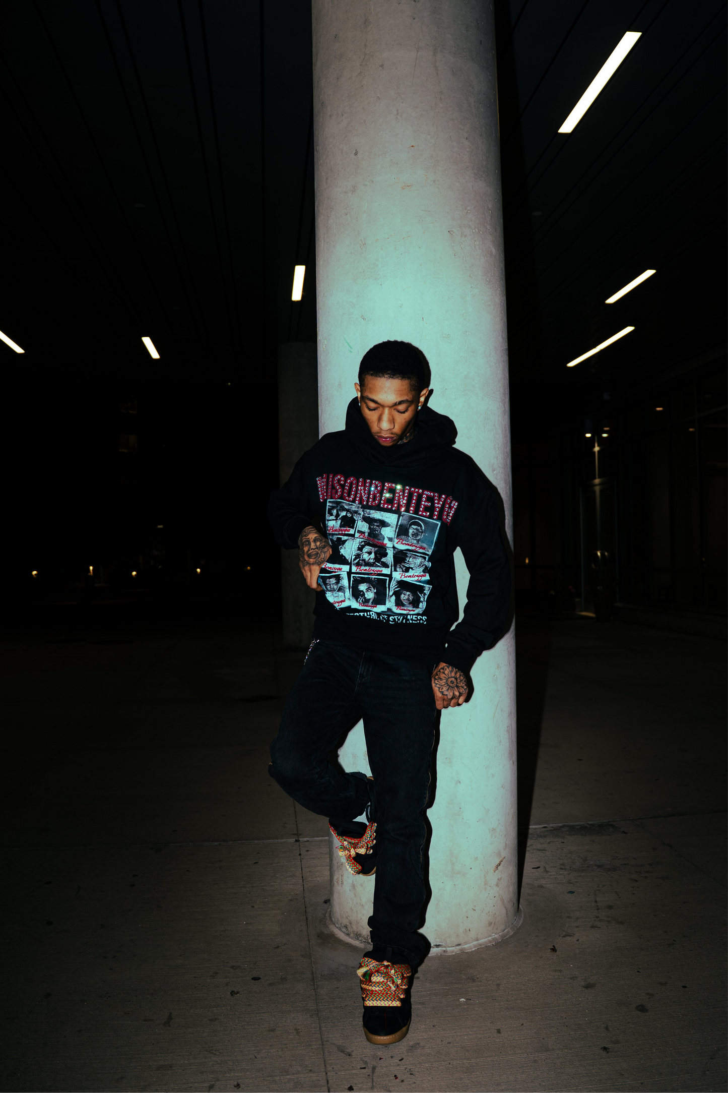 MAISON BENTEYGA " ARCHITECTURE OF STILLNESS" BLACK HOODIE