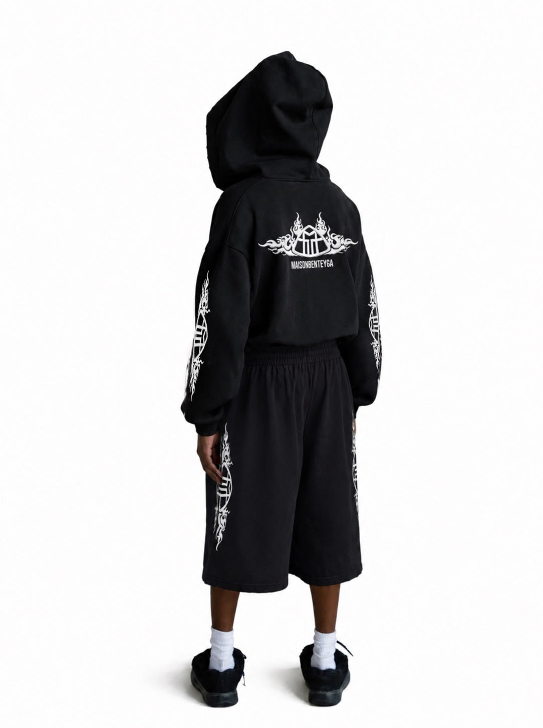 Maison Benteyga Flame Crest Zip-Up Hoodie