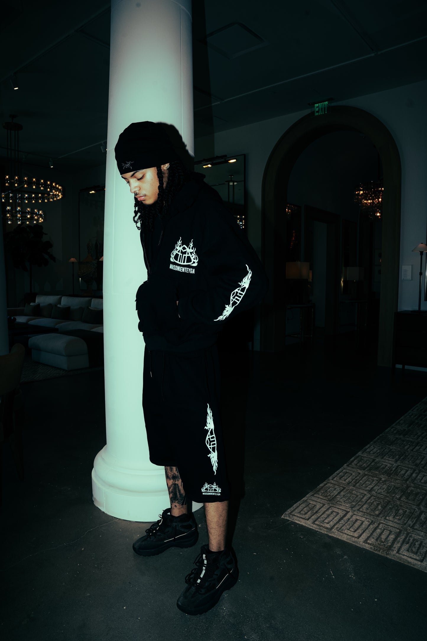 Maison Benteyga Flame Crest Shorts